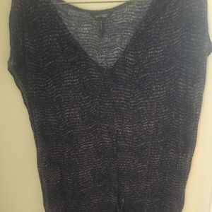 Daisy Fuentes cap sleeve tie blouse purple/gold 1x